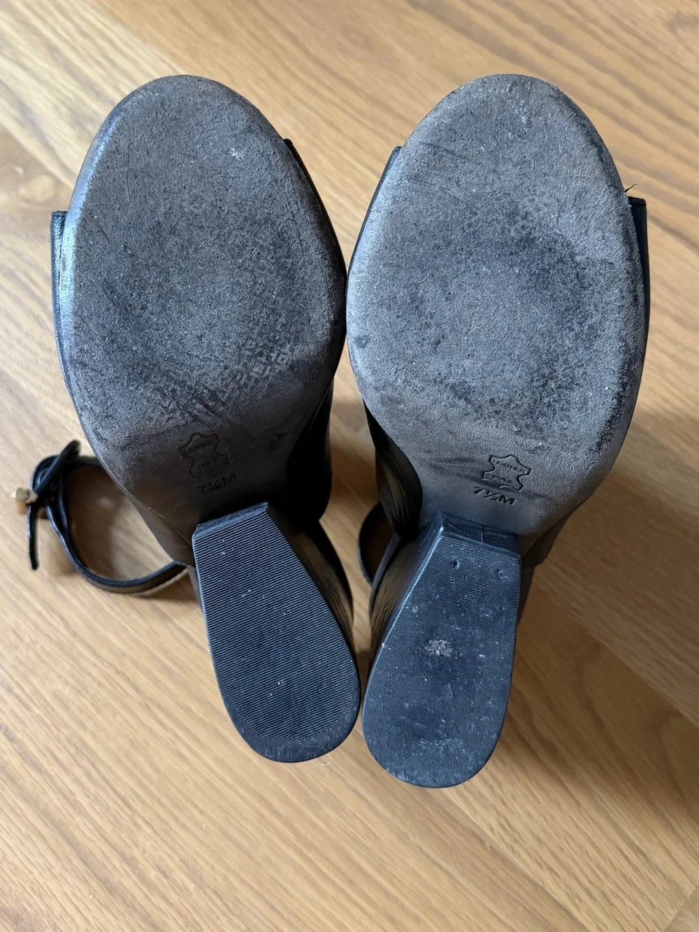 Tory Burch Black Leather Peep-Toe Wedge Sandals